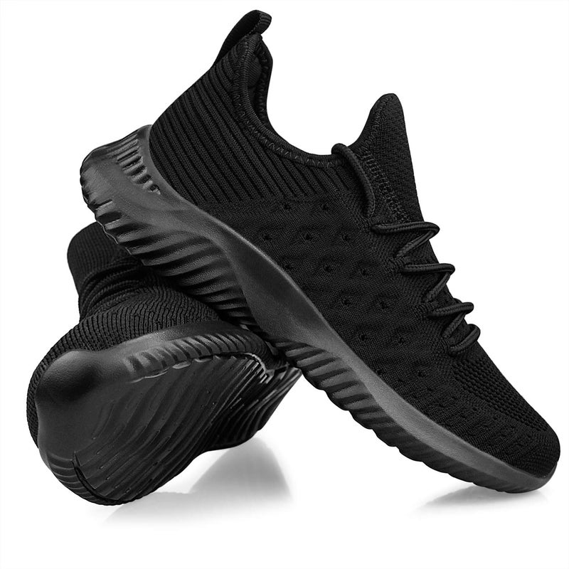 Feethit Womens Slip On Walking Shoes Non Slip Running Shoes Breathable Workout Shoes Lightweight Gym Sneakers All Black Size 7 - Image 5